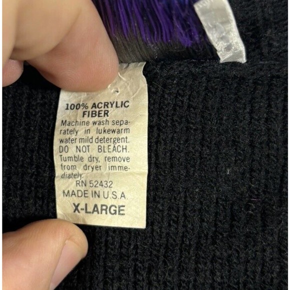 Sweater Graphix Sweater Mens XL Pullover Acrylic Vintage 90s Black Blue - Picture 6 of 7